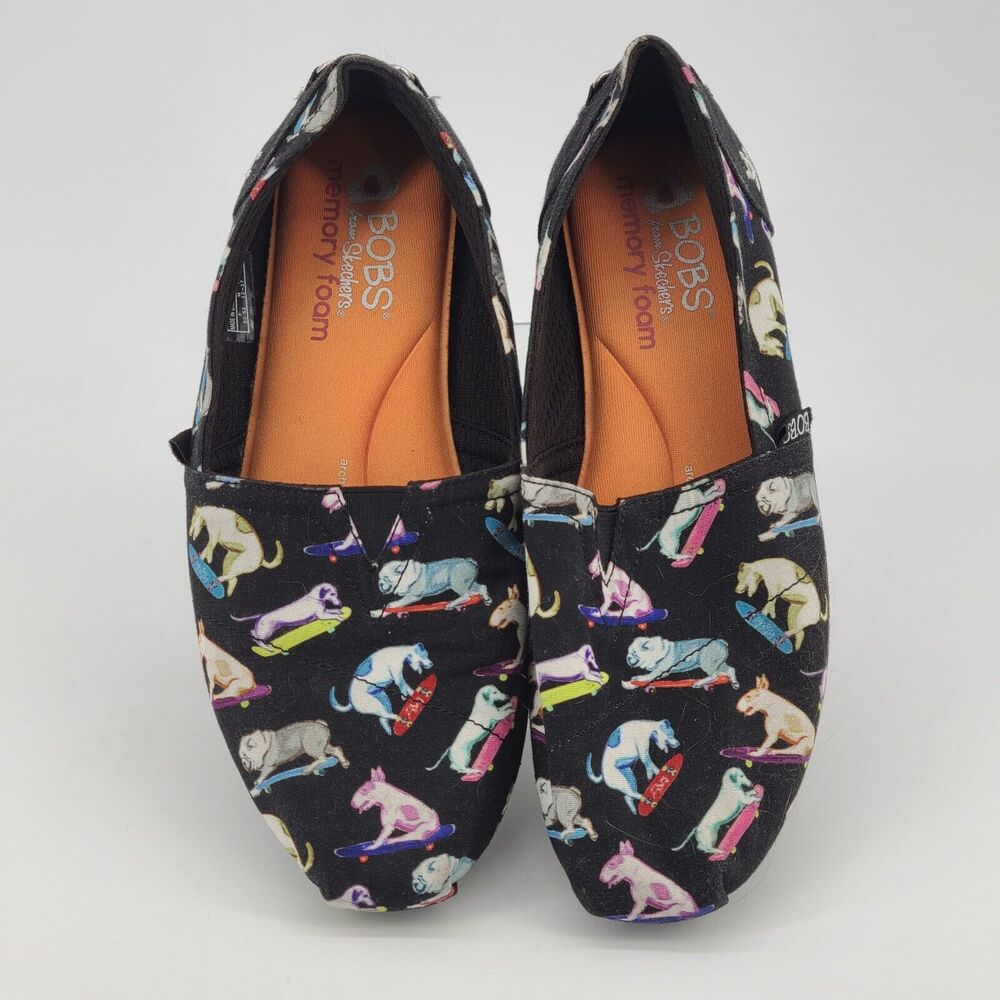 Bob's by Skechers Memory Foam Dogs Skateboards Women Flats Comfort Sz 7.5